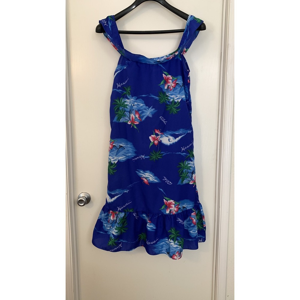 Hilo Hattie Dress Womens 8 Hawaiian Floral Sleeveless Ruffle Hem Poly Summer Haw